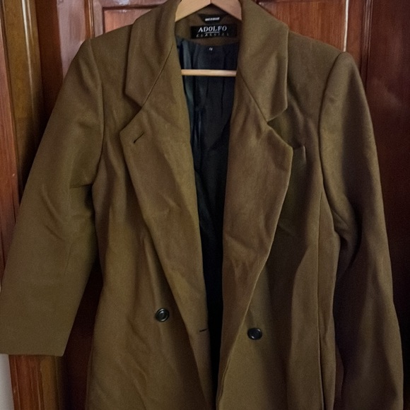 Womens Adolfo Classics 100% Wool Brown Trench Coat Size 10 Hardly worn Like New. - Picture 5 of 11